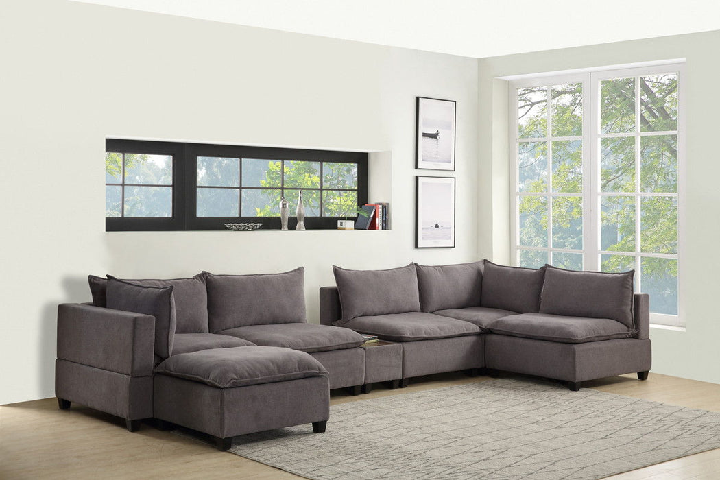 Madison - 7 Piece Modular Sectional Sofa With USB Storage Console Table