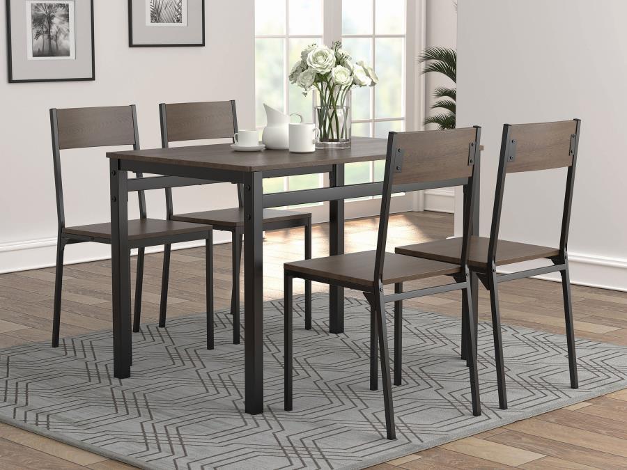 Dark Brown - 5-piece Dining Set Ark Brown And Matte Black