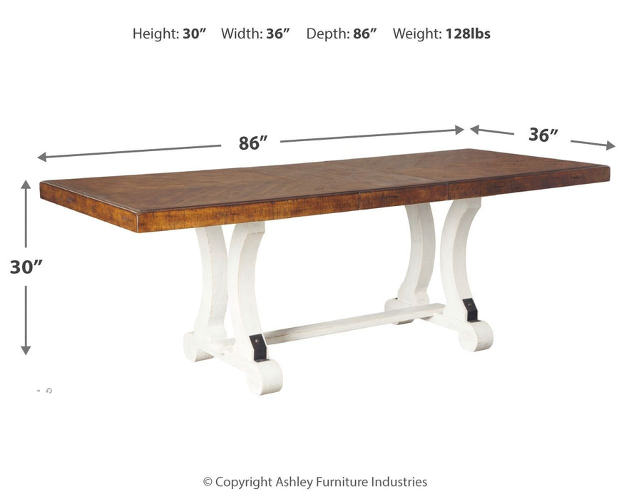 Valebeck - White / Brown - Rectangular Dining Room Table