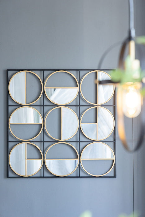 Eclectic Styling Metal Beaded Wall Mirror With Contemporary Design For Bedroom, Liveroom & Entryway