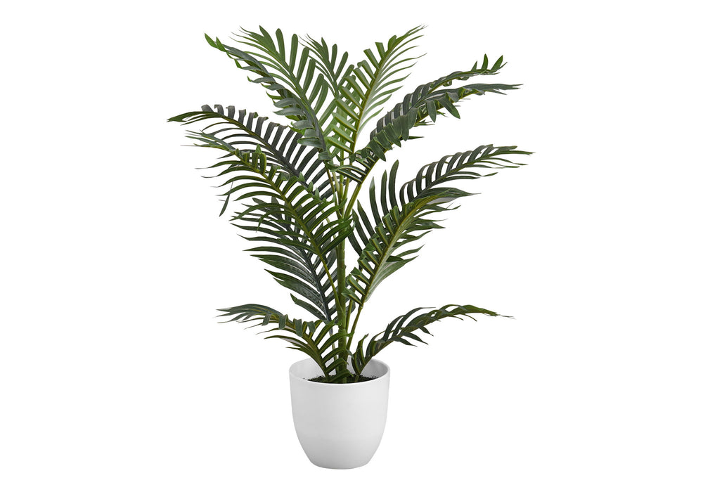 Artificial Plant, 28" Tall, Palm Tree, Indoor, Faux, Fake, Floor, Greenery, Potted, Real Touch, Decorative - Green / White