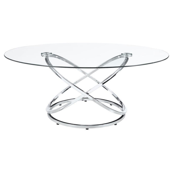 Warren - 3 Piece Oval Glass Top Coffee Table Set - Chrome