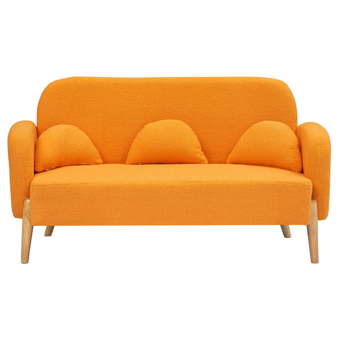 Teddy Velvet Two-Seater Sofa With Three Lumbar Pillows