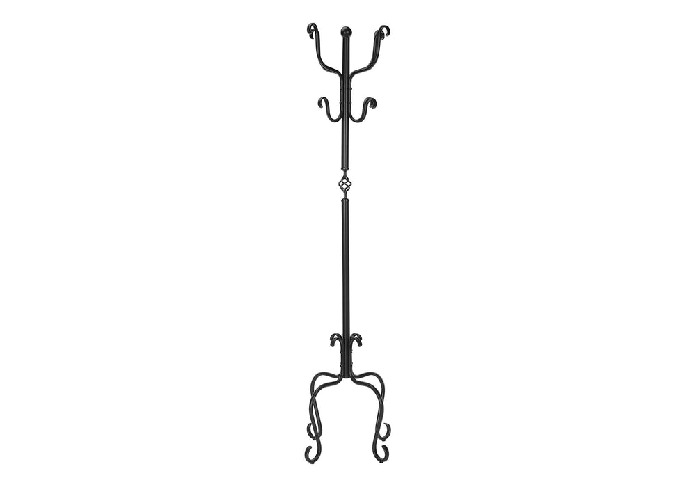 Coat Rack, Hall Tree, Free Standing, 8 Hooks, Entryway, Transitional - Black