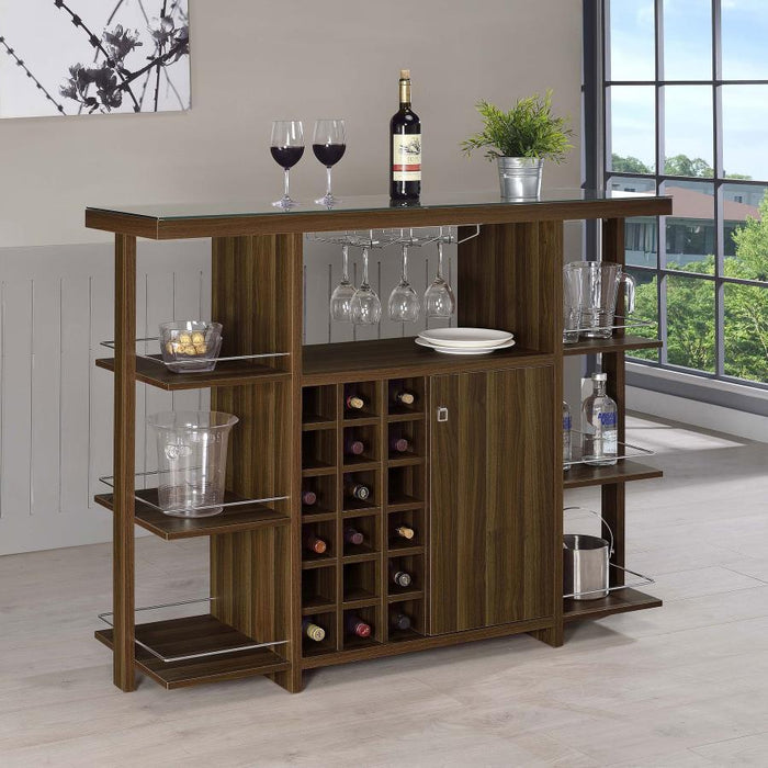 Bar Unit With Wine Bottle Storage Walnut