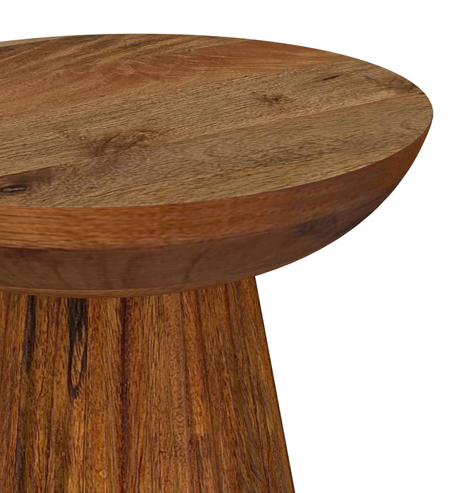 Aureo - Round Solid Wood Accent Side Table Wild - Honey