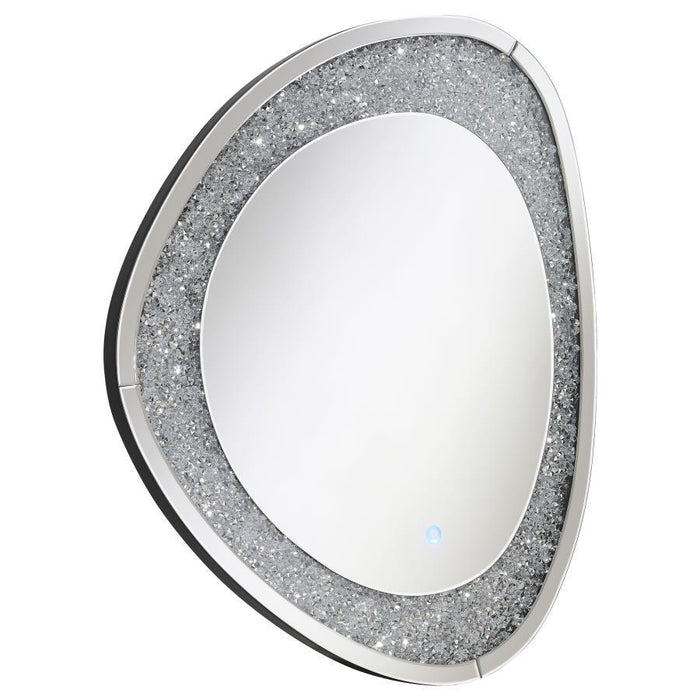 Mirage - Acrylic Crystals Inlay Wall Mirror With LED Lights - Silver