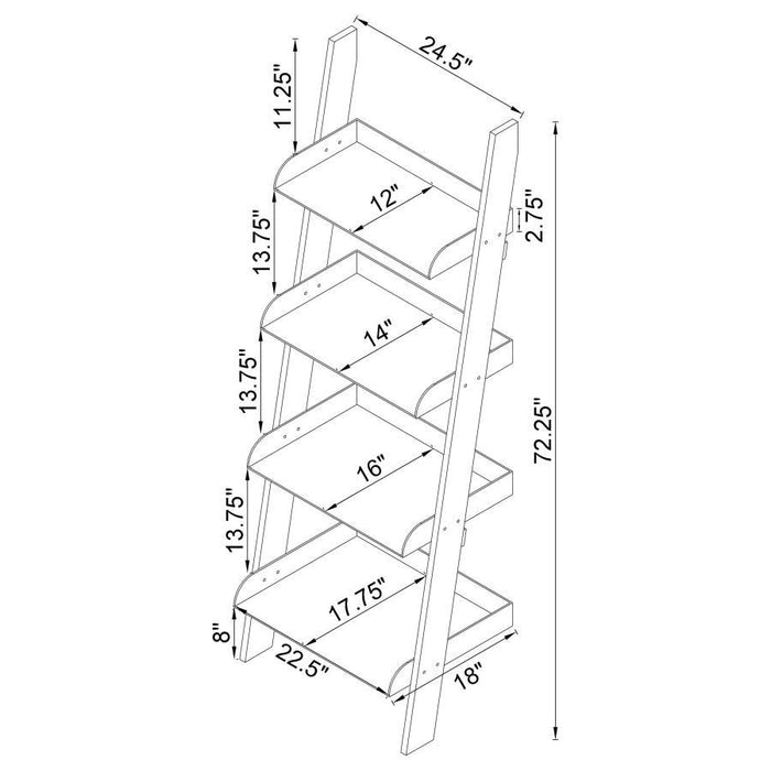 Amaturo - 4-Shelf Ladder Bookcase - Clear