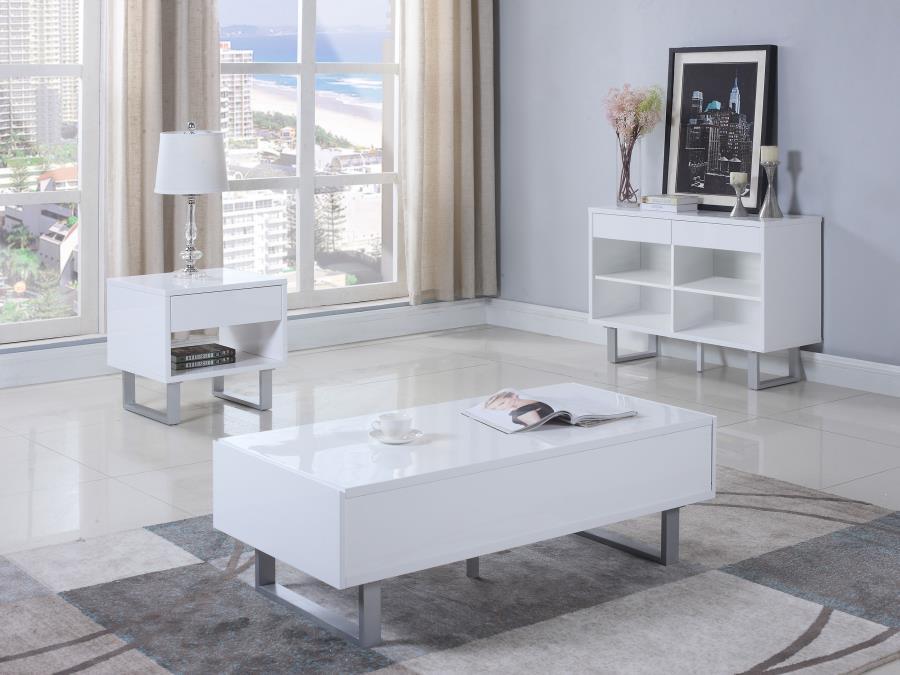 1-drawer End Table High Glossy White