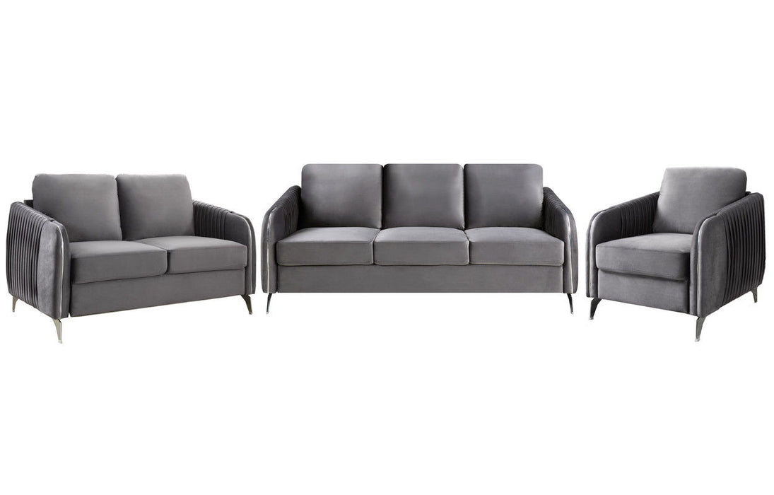 Hathaway - Velvet Fabric Sofa, Loveseat, Chair Living Room (Set of 3)