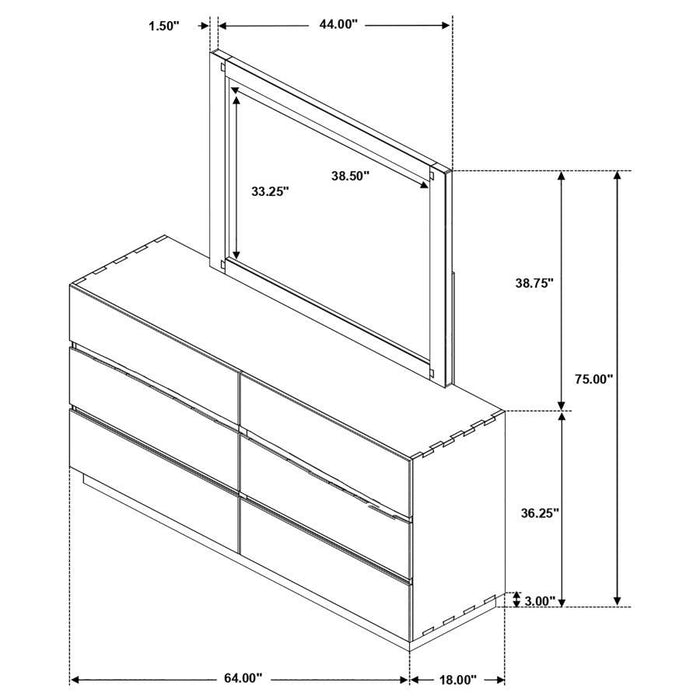 Winslow - 6-Drawer Dresser With Mirror - Smokey Walnut And Coffee Bean