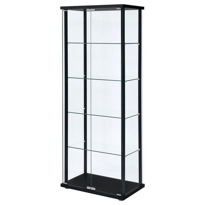 5-shelf Glass Curio Cabinet Black And Clear