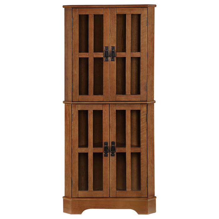 4-shelf Corner Curio Cabinet Golden Brown