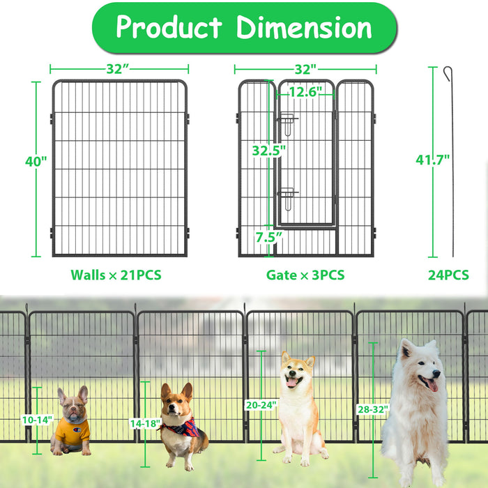 Dog Pens Outdoor Height Foldable Panels Heavy Duty Metal Portable Dog Playpen Indoor Anti Rust Exercise Dog Fence With Doors For Pets Play Pen For RV Camping Yard