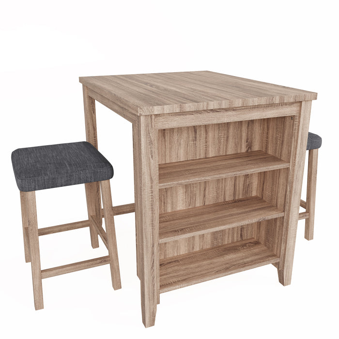 Dawson - 3 Piece Counter Height Table Set - Oak