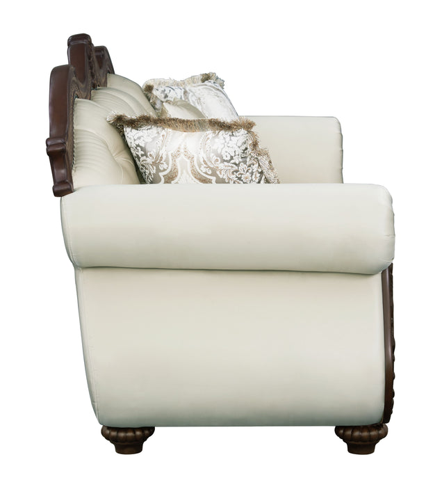 Pierce - Sofa With 5 Pillows - Beige / Cherry