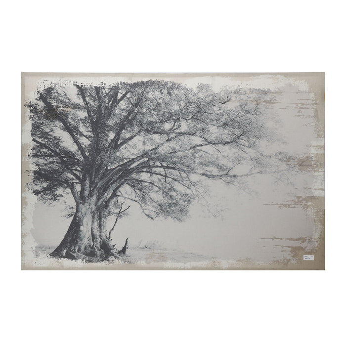 Large Arboreal Shelter Canvas Art Print, Traditional Style Floral Wall Art, Home Decor Accent Piece - Gray / White Matte