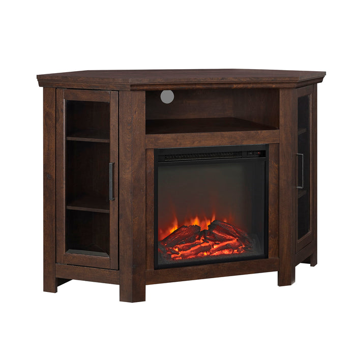 Classic Glass Door Fireplace TV Stand For Tvs Up To 55"