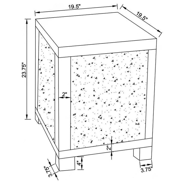 Layton Square End Table Silver And Clear Mirror