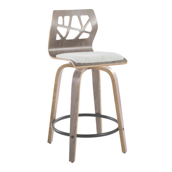 Folia - Contemporary Fixed Height Stool With Swivel With Round Footrest (Set of 2)