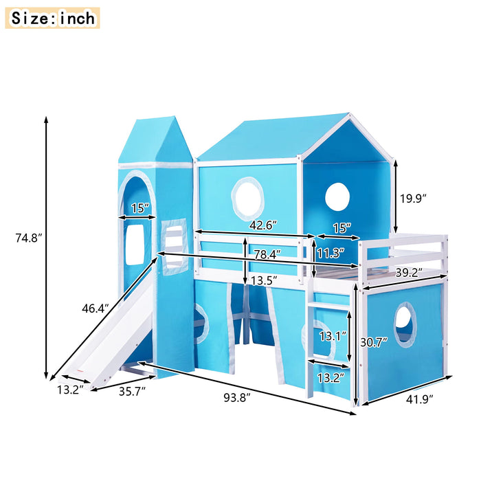 Loft Bed With Slide Tent And Tower