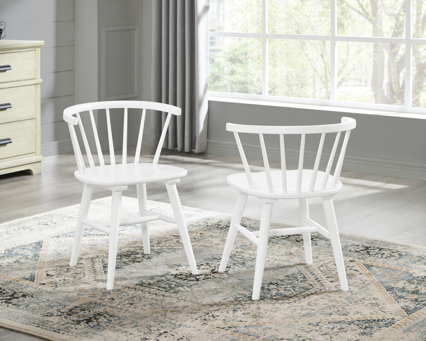 Edo - 5 Piece Dining Set, Trestle Dining Table With 4 Windsor Chairs - White