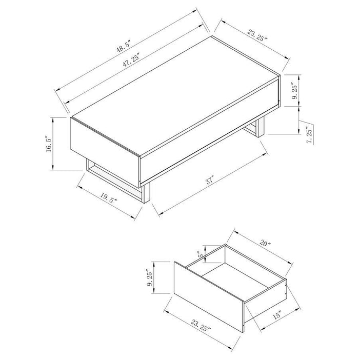 2-drawer Coffee Table High Glossy White