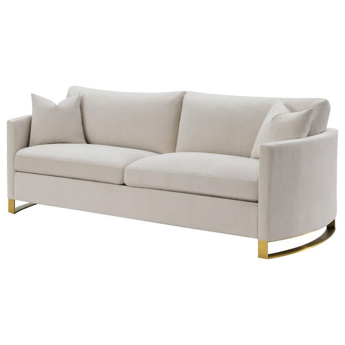 Beige - Corliss Upholstered Arched Arms Sofa Beige