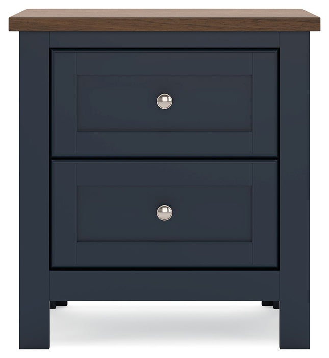 Landocken - Brown / Blue - Two Drawer Night Stand