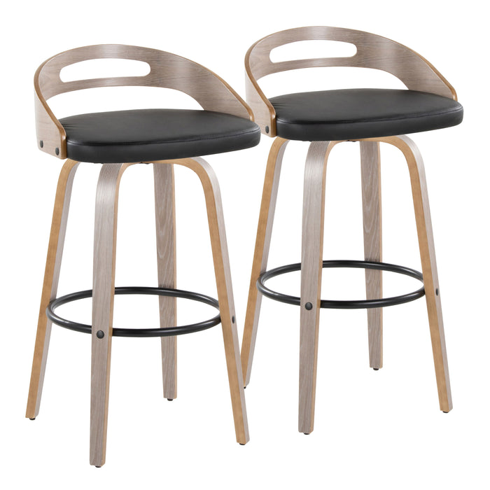 Cassis - Mid Century Modern Fixed Height Barstool With Swivel With Round Footrest (Set of 2)