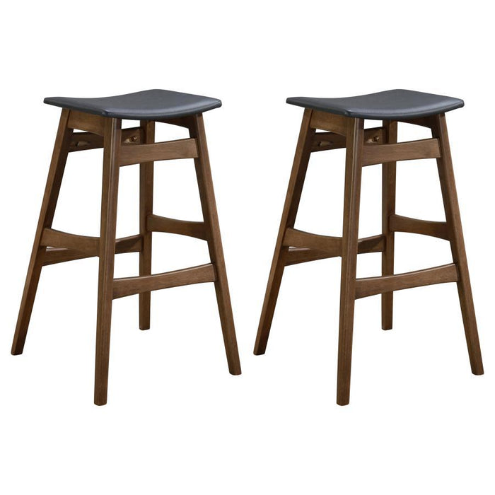 Rec Room/ Bar Tables: Wood - Dark Grey - Tapered Legs Bar Stools Dark Grey And Walnut (Set of 2)