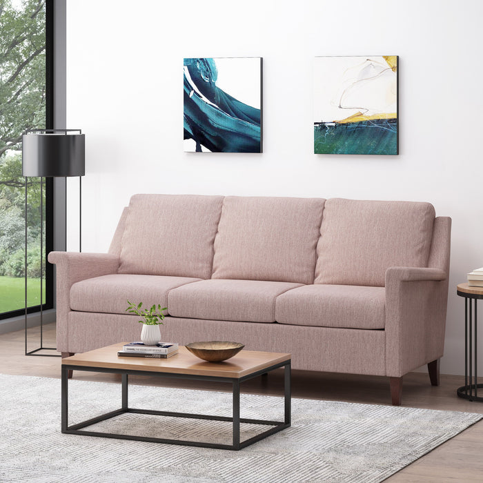 Comfy 3 Seat Sofa With Wooden Legs, For Living Room And Study - Light Pink