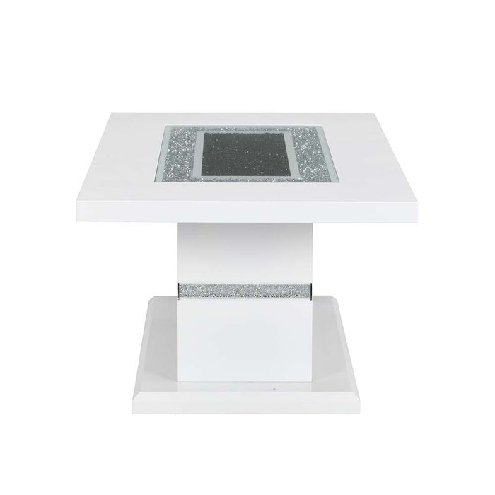 Elizaveta - Coffee Table - Faux Crystal Diamonds & White High Gloss Finish