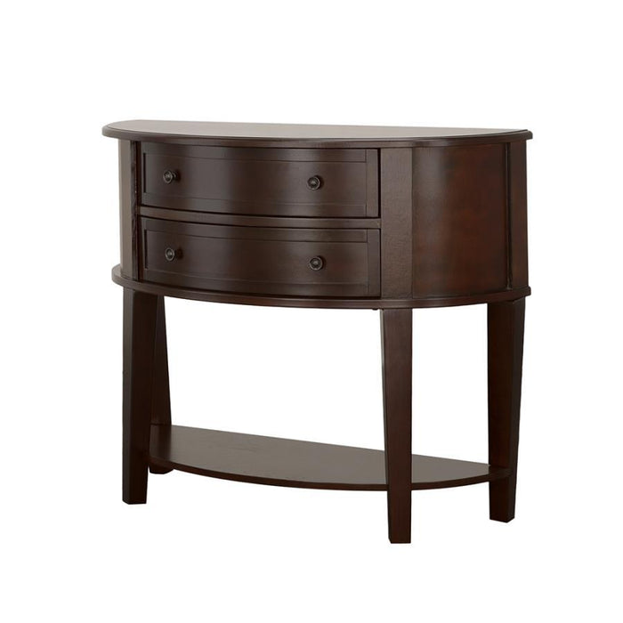 Diane - 2-Drawer Demilune Shape Console Table - Cappuccino