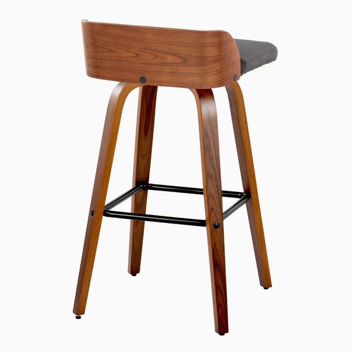 Maya - Mid Century Modern Fixed Height Barstool With Swivel And Square Footrest (Set of 2)