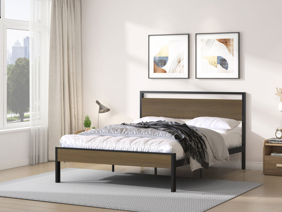 Ceres - Metal Bed With Wood Headboard & Footboard