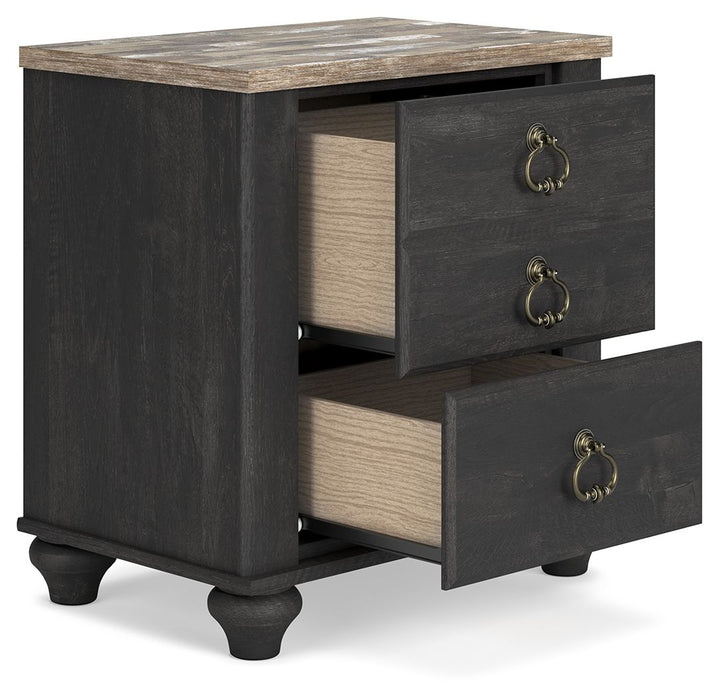 Nanforth - Two-tone - Two Drawer Night Stand