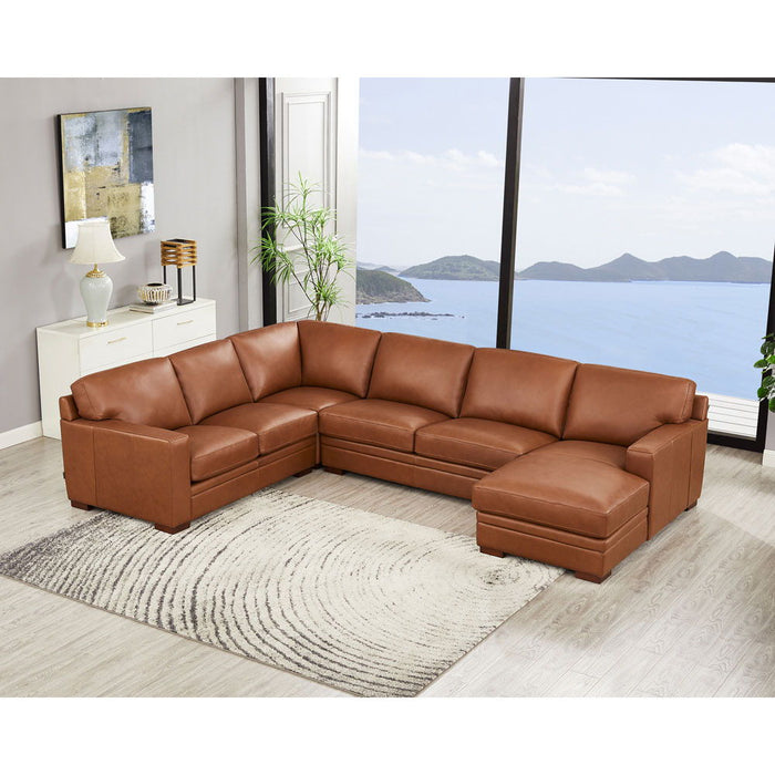 Dillon - Leather Right Chaise Sectional