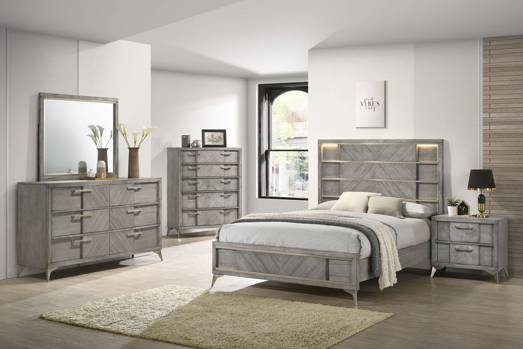 5 Drawer Chest Book Matched Veneers - Gray