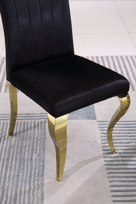 Modern Velvet Dining Chairs (Set of 2), Upholstered Accent Armless Chairs With Stripe Backrest