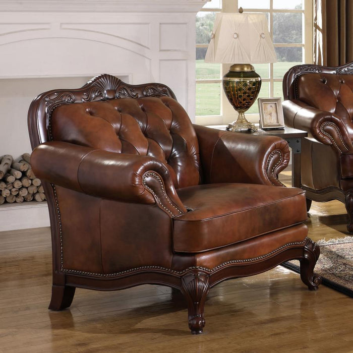 Victoria Collection - Tri-tone - Victoria Rolled Arm Chair Tri-tone And Warm Brown