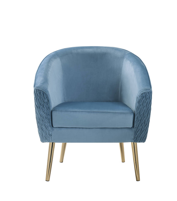 Benny - Velvet Accent Chair - Blue / Gold