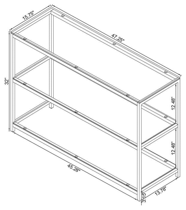 Living Room: Glass Top Occasional Tables - Ontario Sofa Table With Glass Shelf Black Nickel