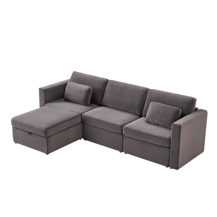 4 Seats Modern U-Shape Sectional Sofa, Oversized Upholstery Chaise Couch With Storage Ottomans For Living Room / Loft / Apartment / Office