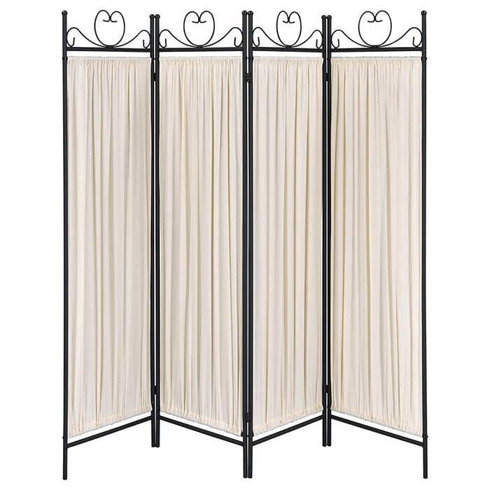 Beige - 4-panel Folding Screen Beige And Black