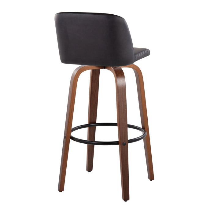 Toriano - Mid Century Modern Fixed Height Barstool Swivel And Round Footrest (Set of 2)