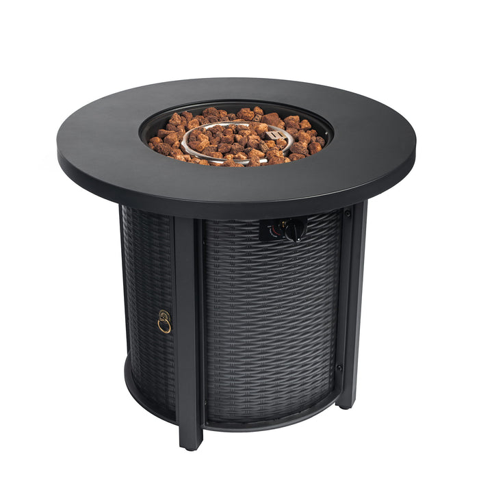 30" Propane Round Fire Table 40000Btu Propane Fire Pit Table - Black