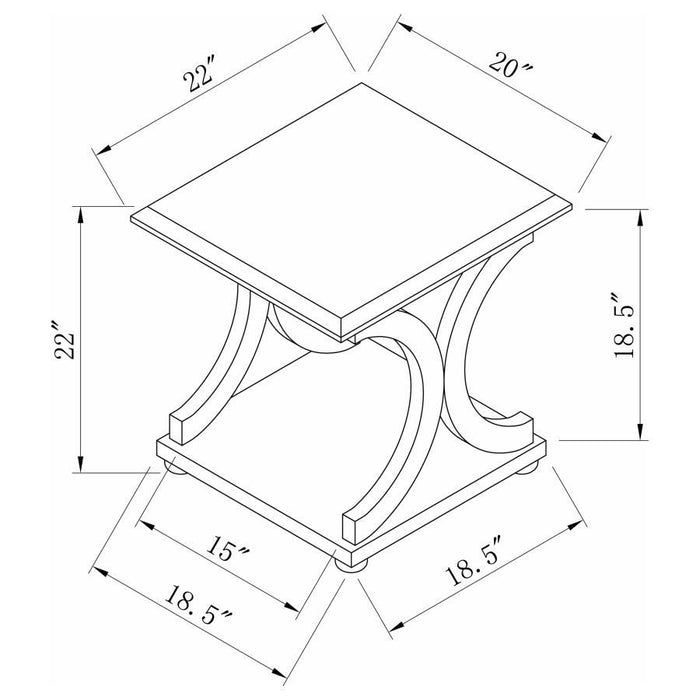 Living Room: Wood Top Occasional Tables - C-shaped Base End Table Cappuccino