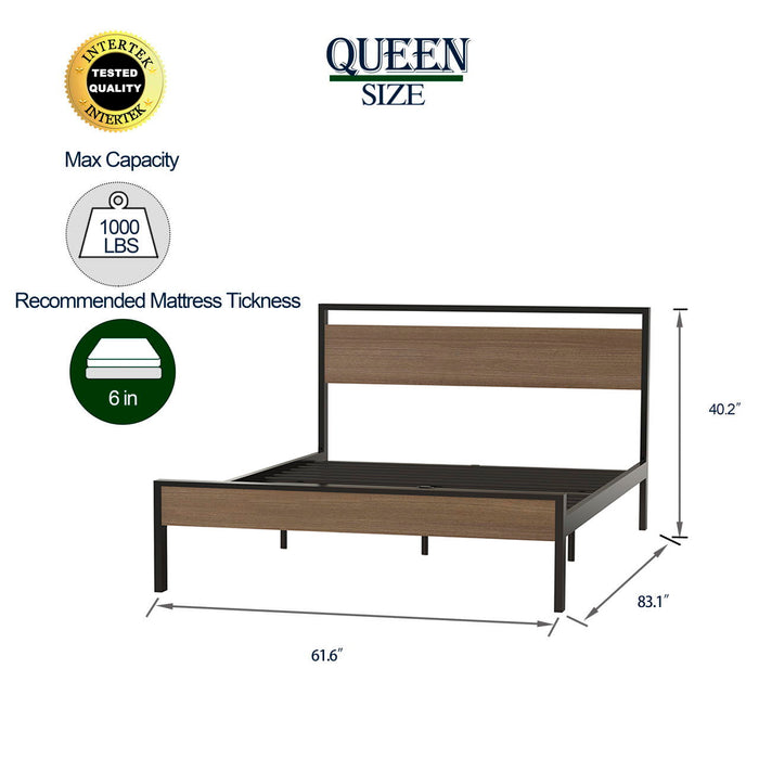 Ceres - Metal Bed With Wood Headboard & Footboard