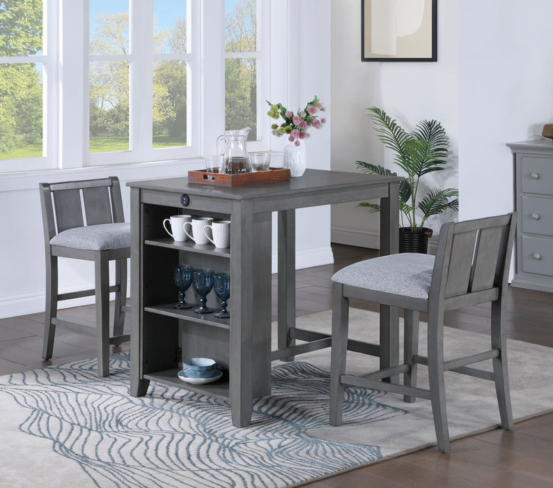 Graham - 3 Piece Small Space Counter Height Dining Table With Shelves And 2 Chairs (Set of 3)